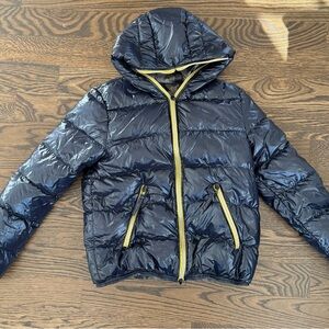 Duvetica Kids Black Puffer Jacket with Yellow Zippers reversible